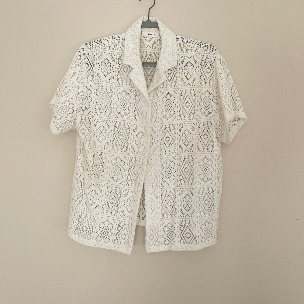Wego Lace Pattern Button Down Shirt